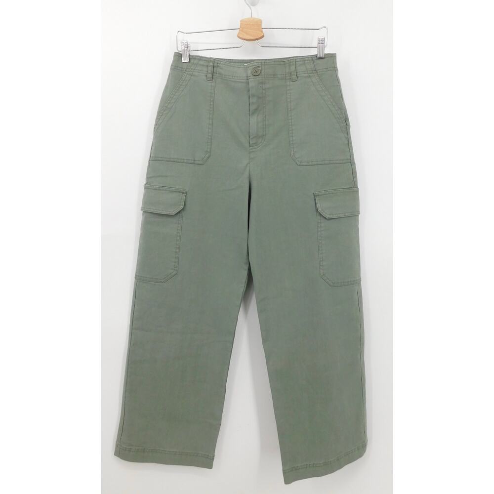 Z Supply Women's Green High Waist Twill Cotton Ankle Noah Cargo Pant Size Large - Picture 2 of 6